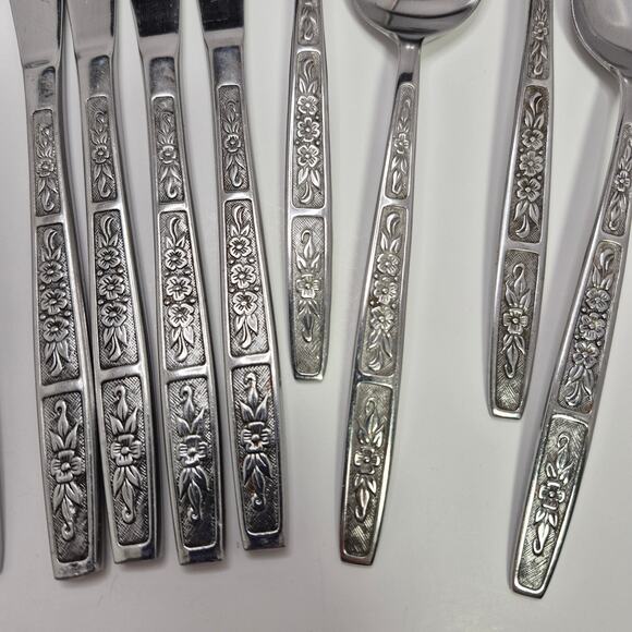 Imperial Stainless Japan 4-piece Flatware Set for 4 - IMI57 Vintage Floral - Picture 7 of 16